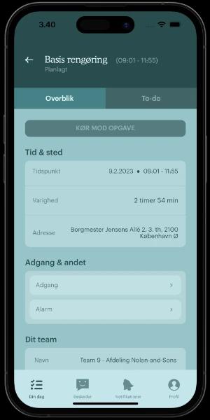 Housekeepr app med oversigt over relevant information for medarbejdere.